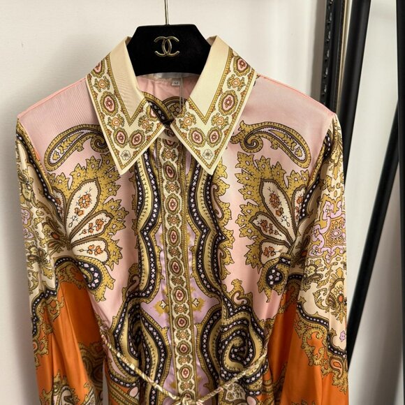 Zimmermann new tie waist long sleeve shirt dress - Picture 2 of 9